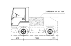 Elektroschlepper E800 Abmessung seitlich